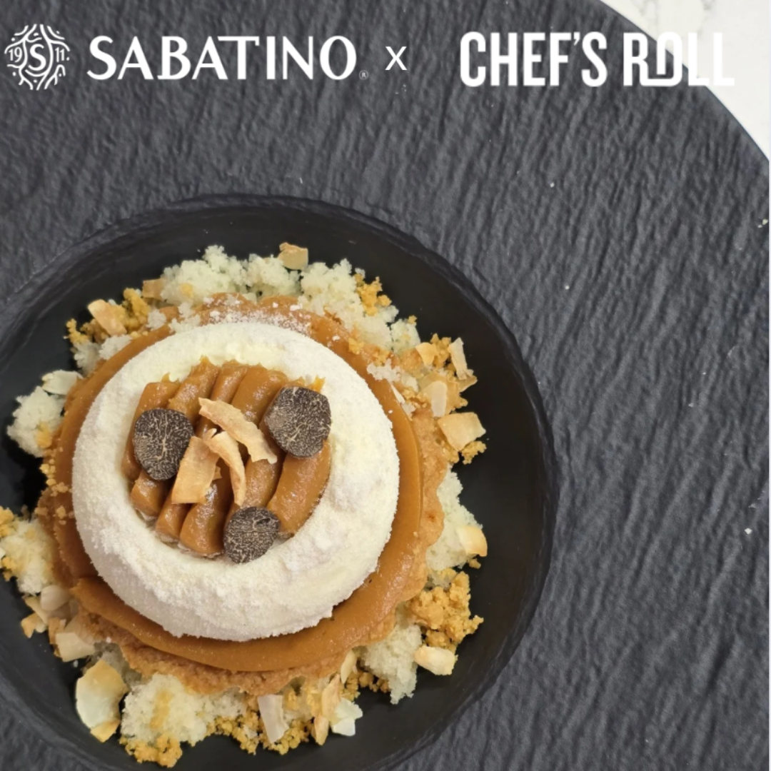 White Cake with White Truffle Cashew Crumble