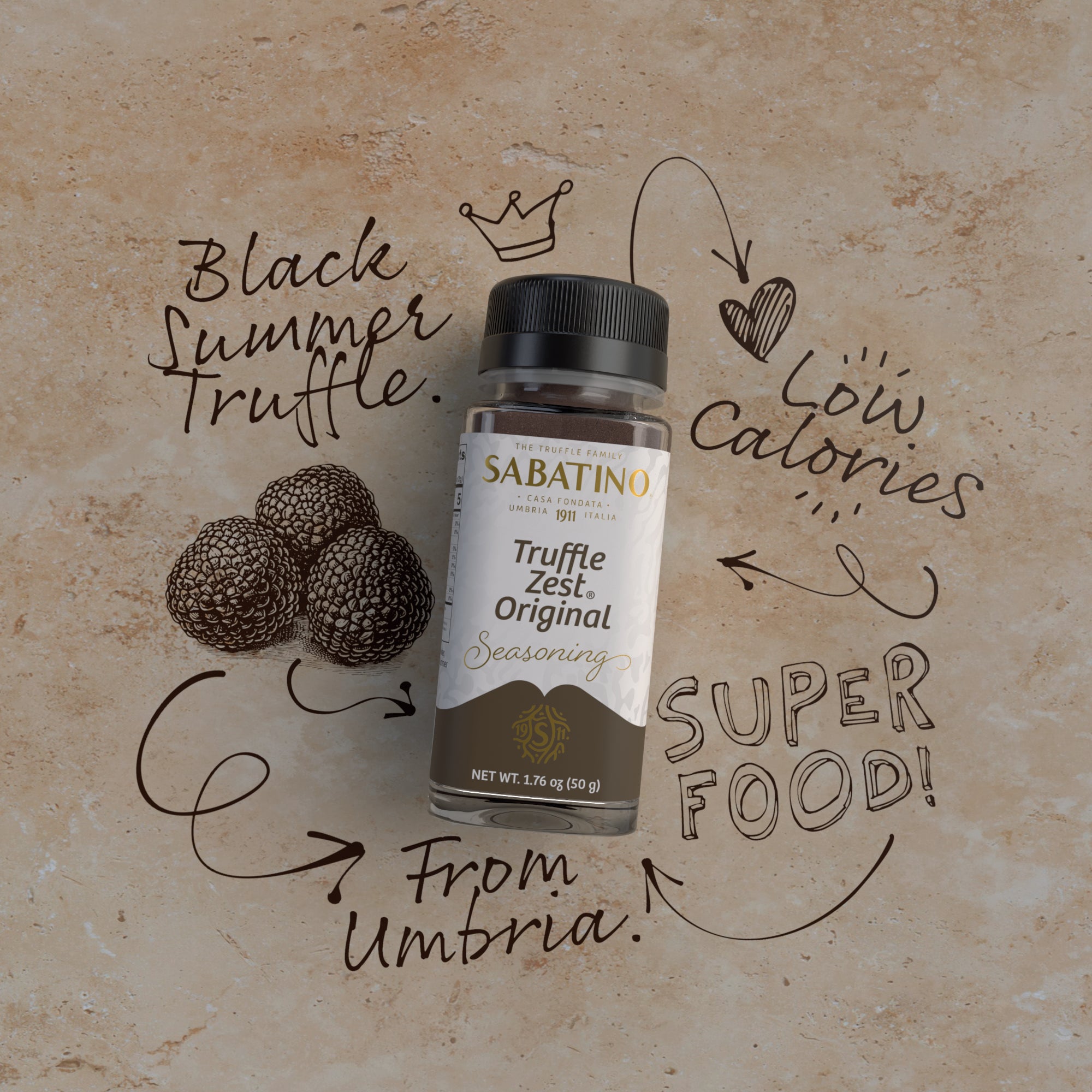 a bottle of truffle on a stone surface