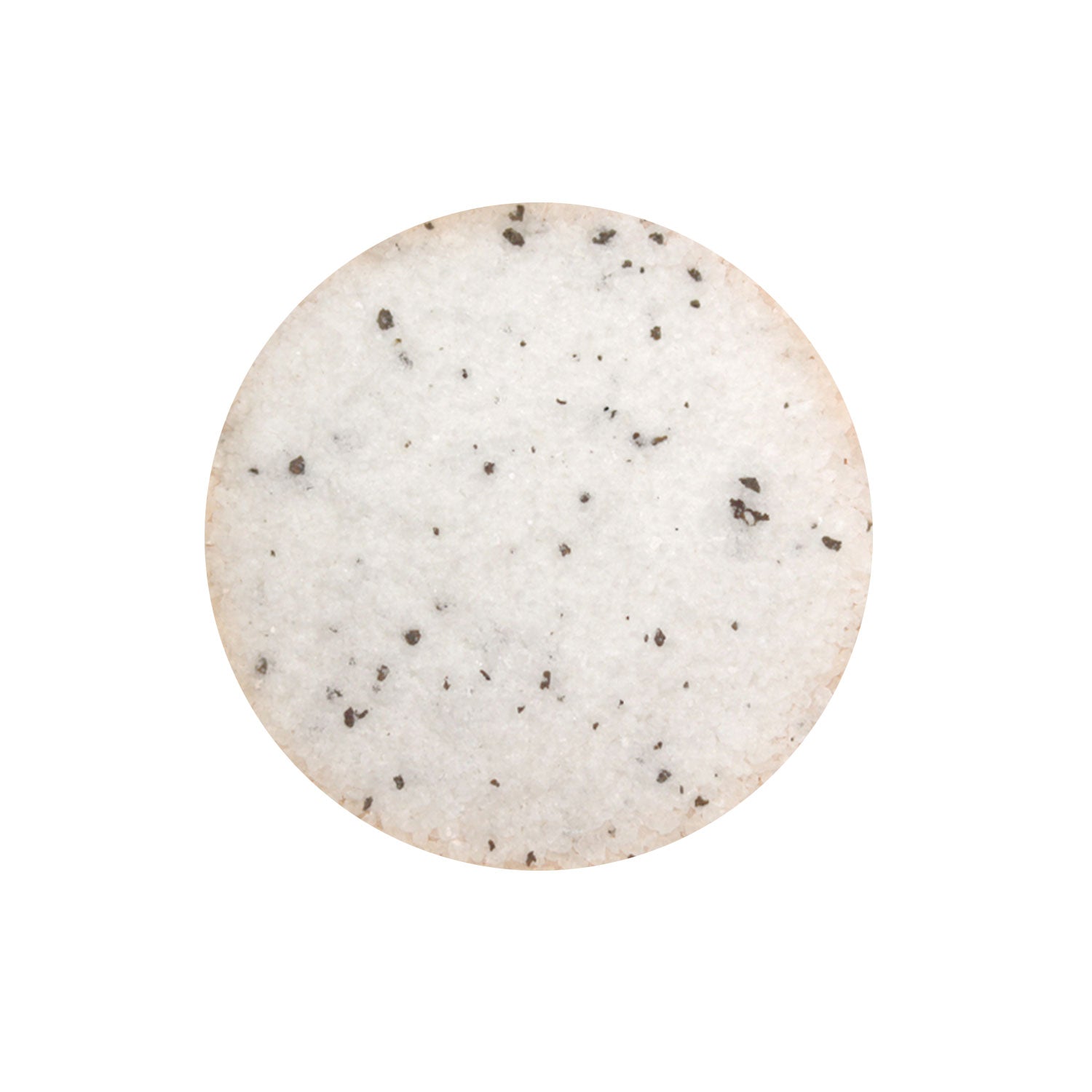 a white circle with black specks