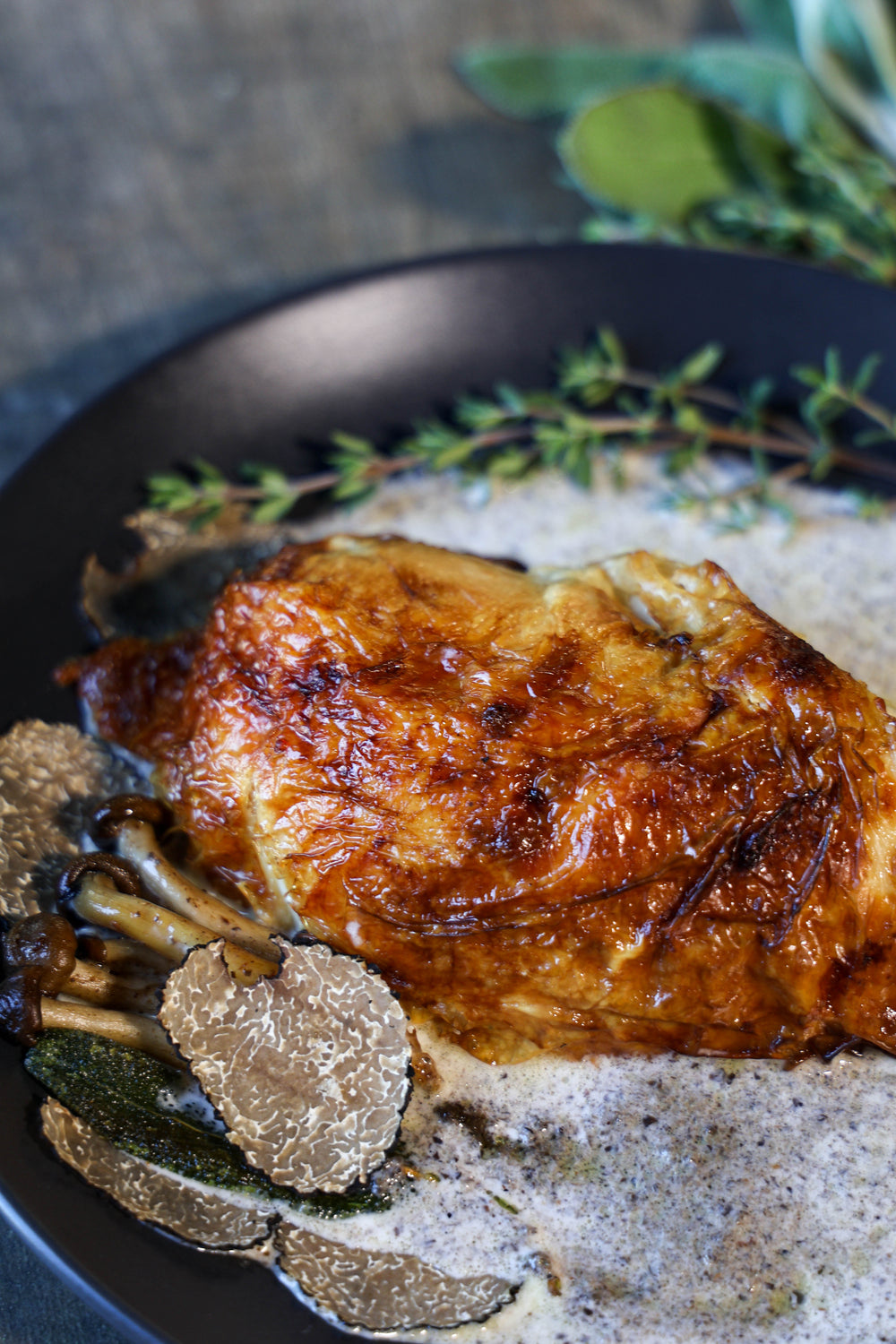 Chicken breast with truffle and mushroom cream sauce