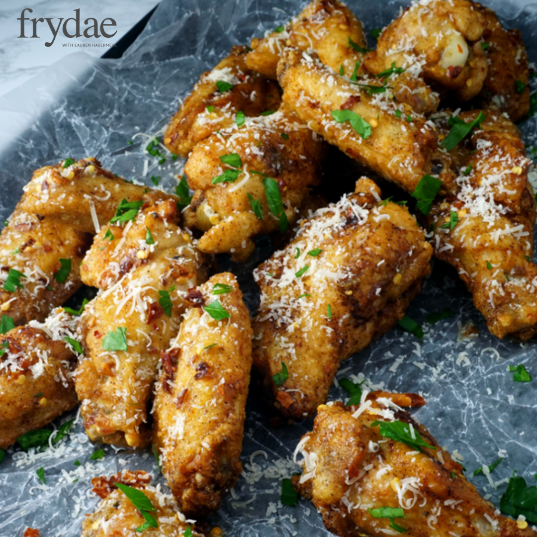 Truffle Parmesan Chicken Wings with Creamy Garlic Dip made by Frydae