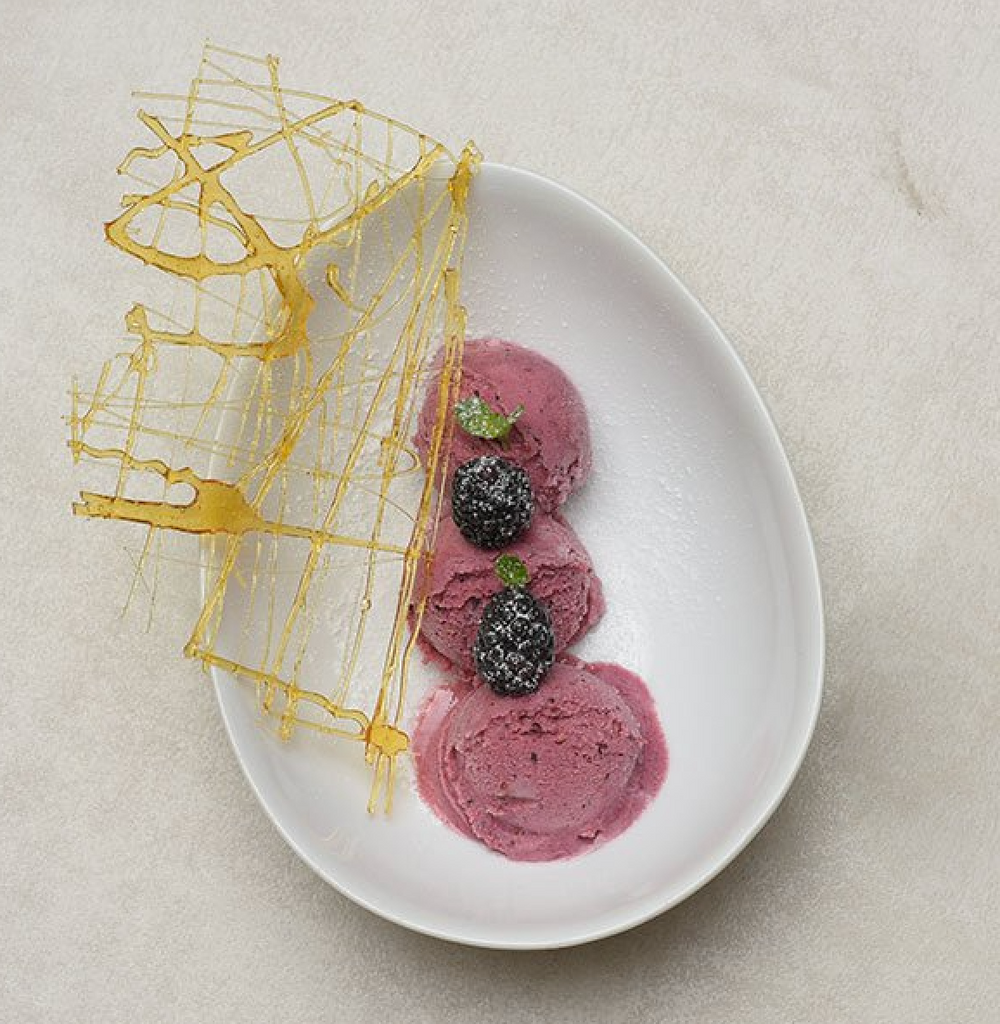 HONEY BLACKBERRY ICE CREAM WITH SEA SALT