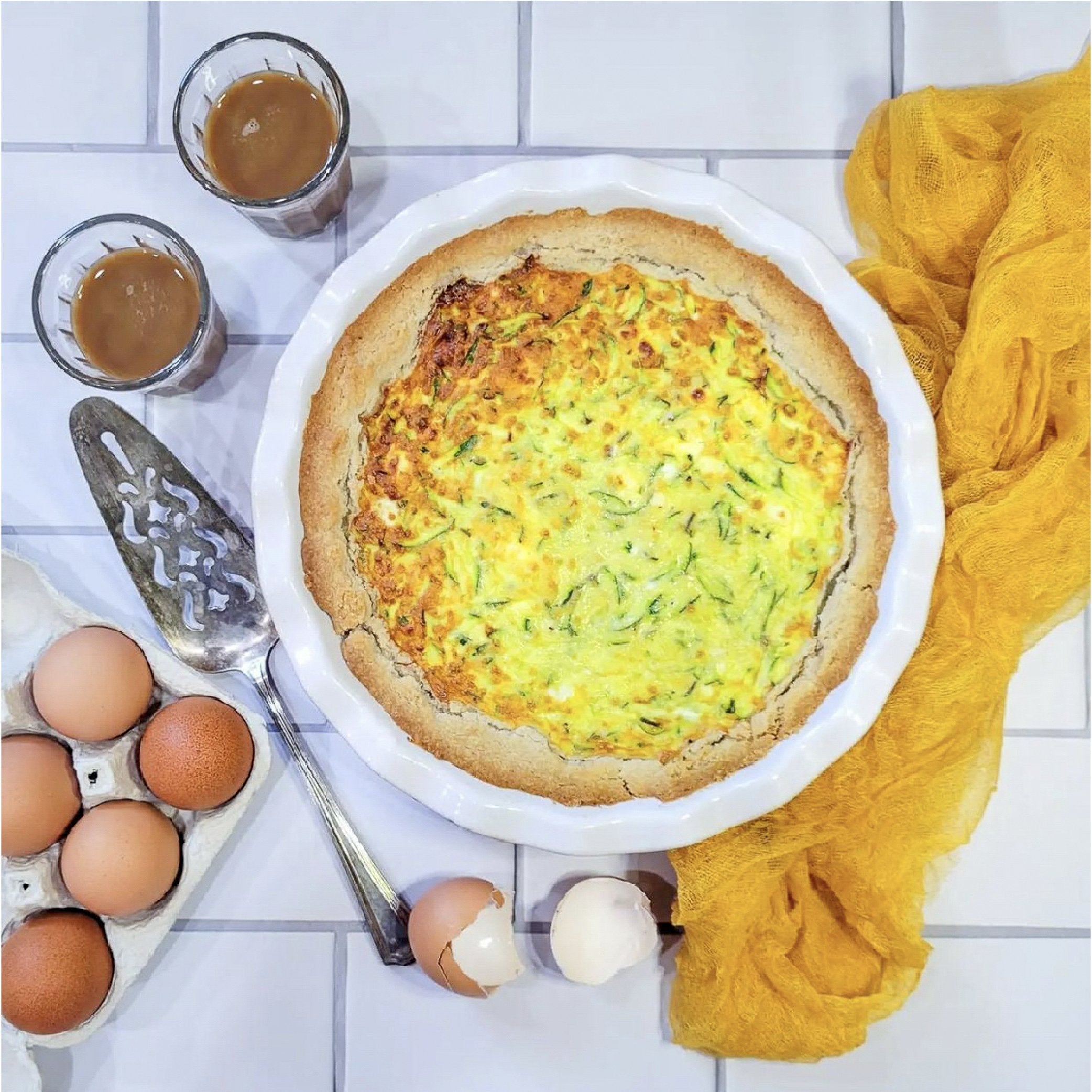 Zucchini and Goat Cheese Quiche with a Truffle Crust