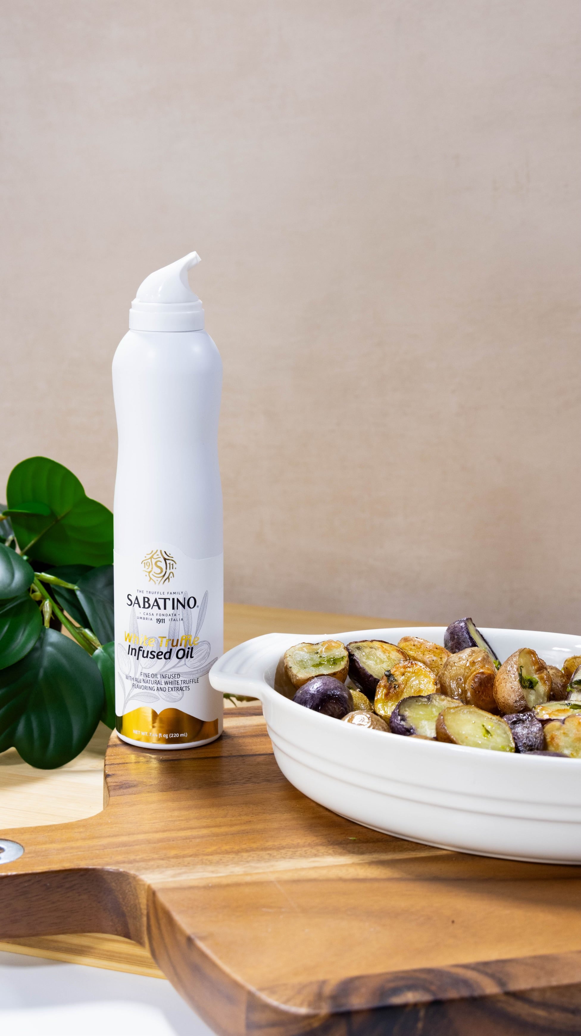 a white bottle next to a bowl of food