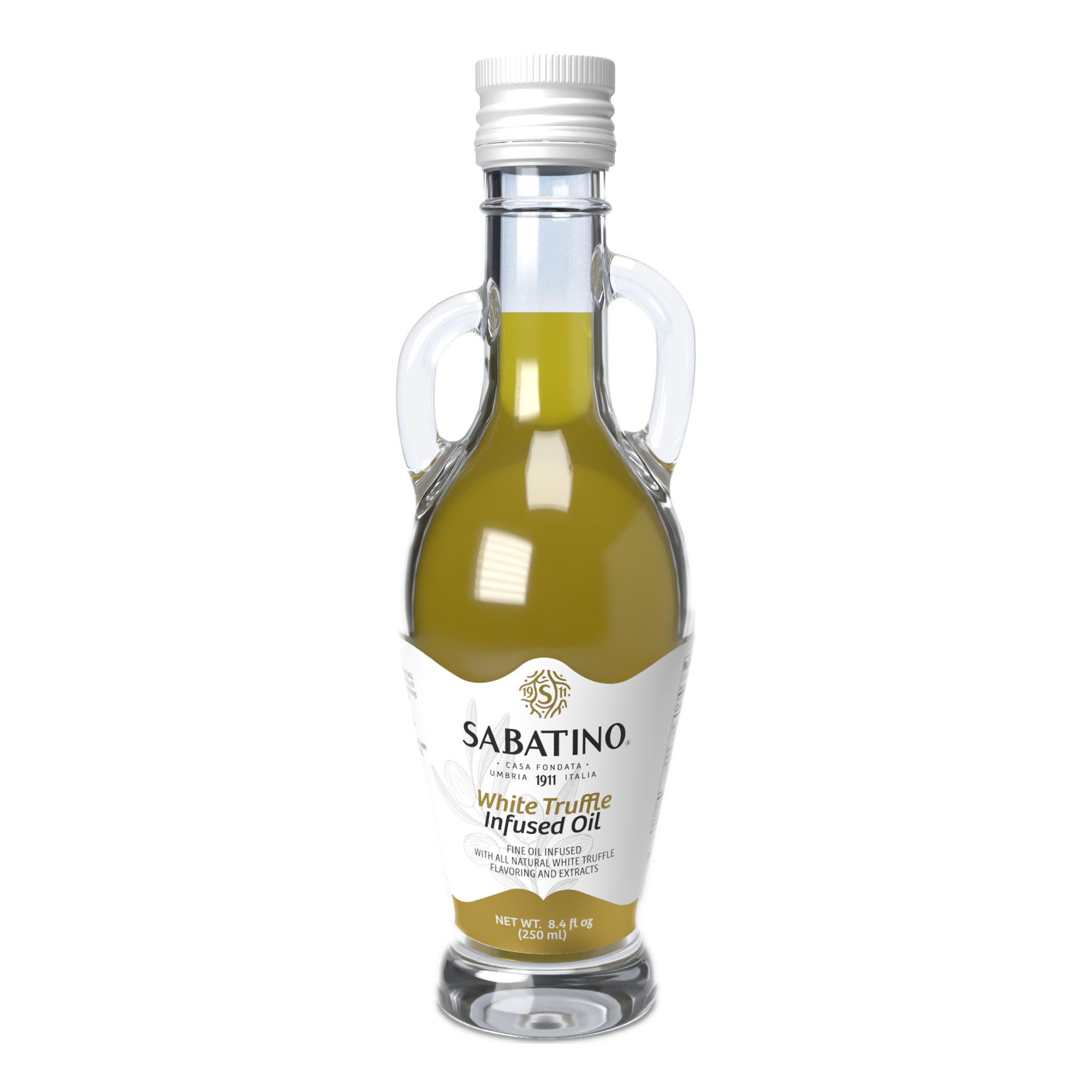 a bottle of oil with two handles