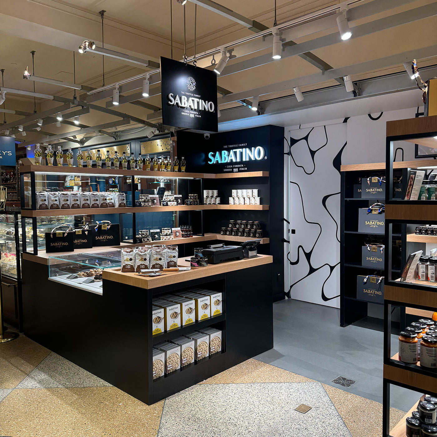 a store with shelves and shelves of food