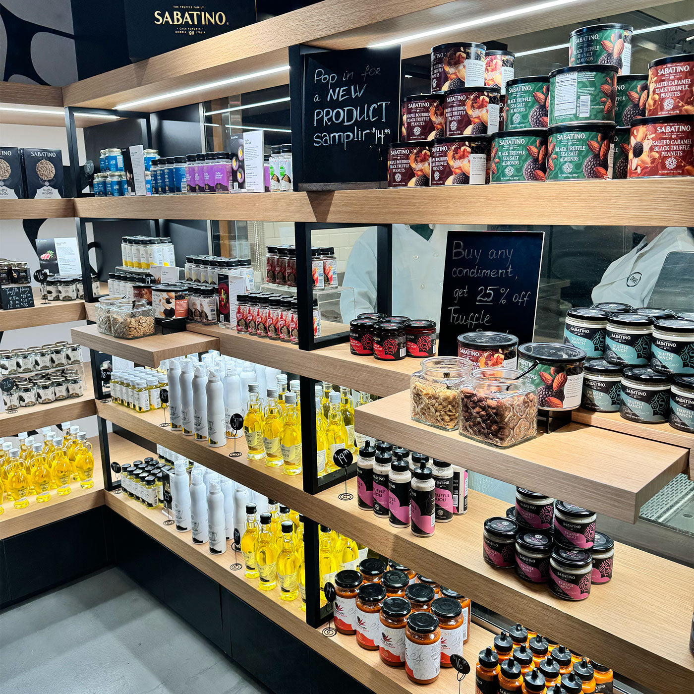 shelves of food on shelves in a store